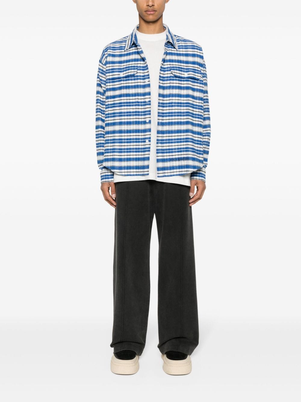 COLE BUXTON tartan check-pattern cotton shirt - Blauw