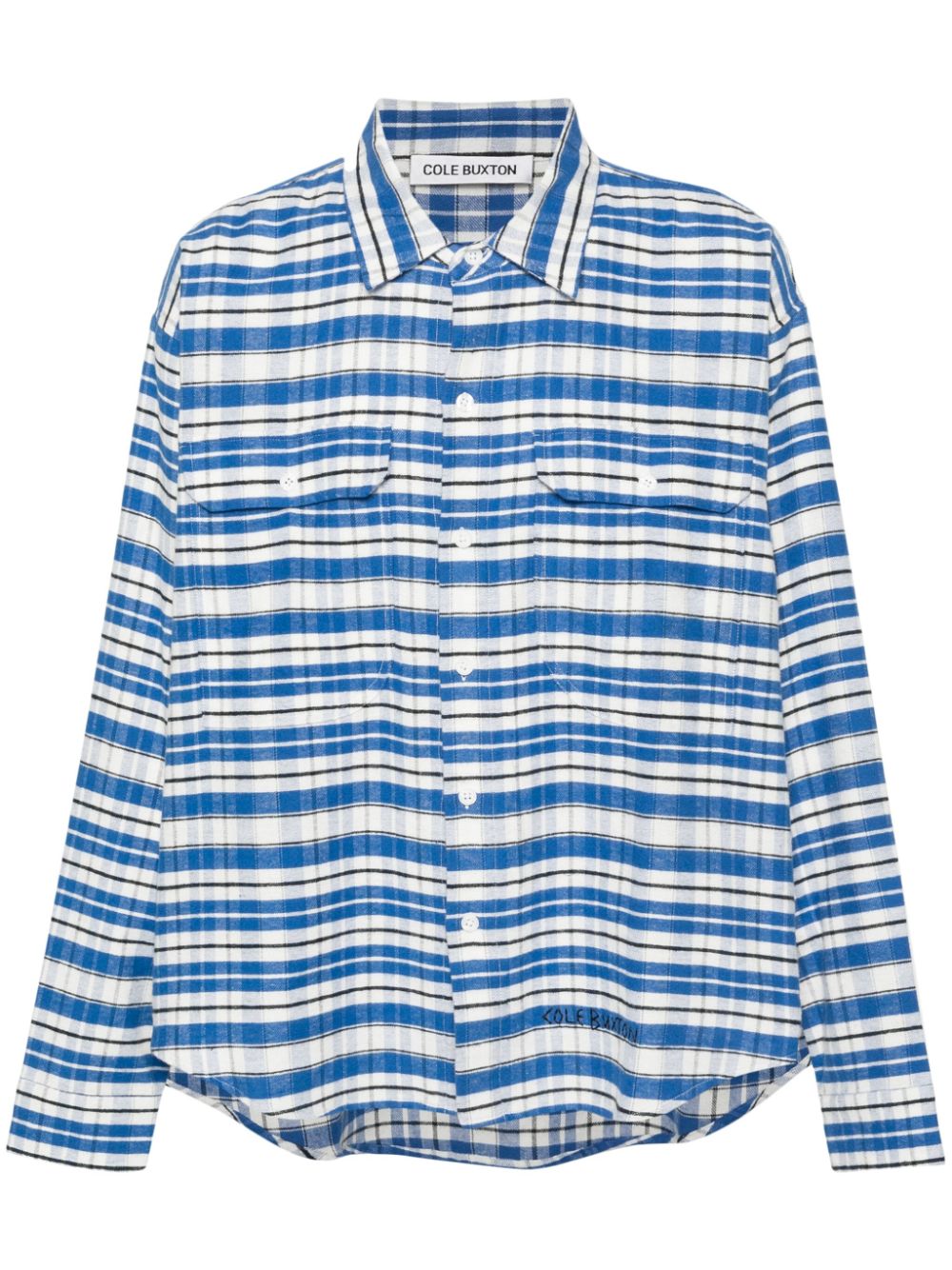 Shop Cole Buxton Tartan Check-pattern Cotton Shirt In Blue
