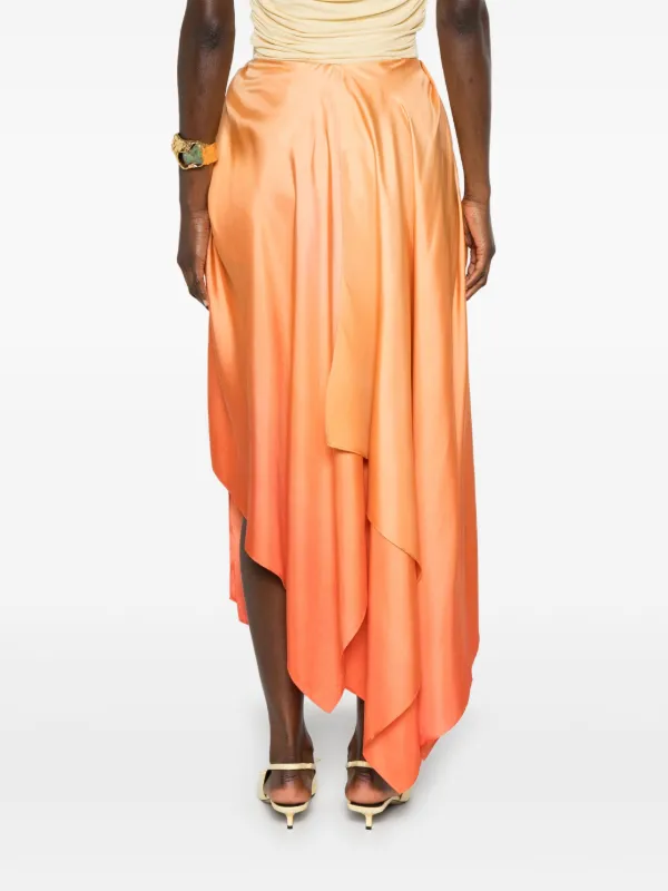 ZIMMERMANN Ombré Draped Midi Skirt | Orange | FARFETCH JO