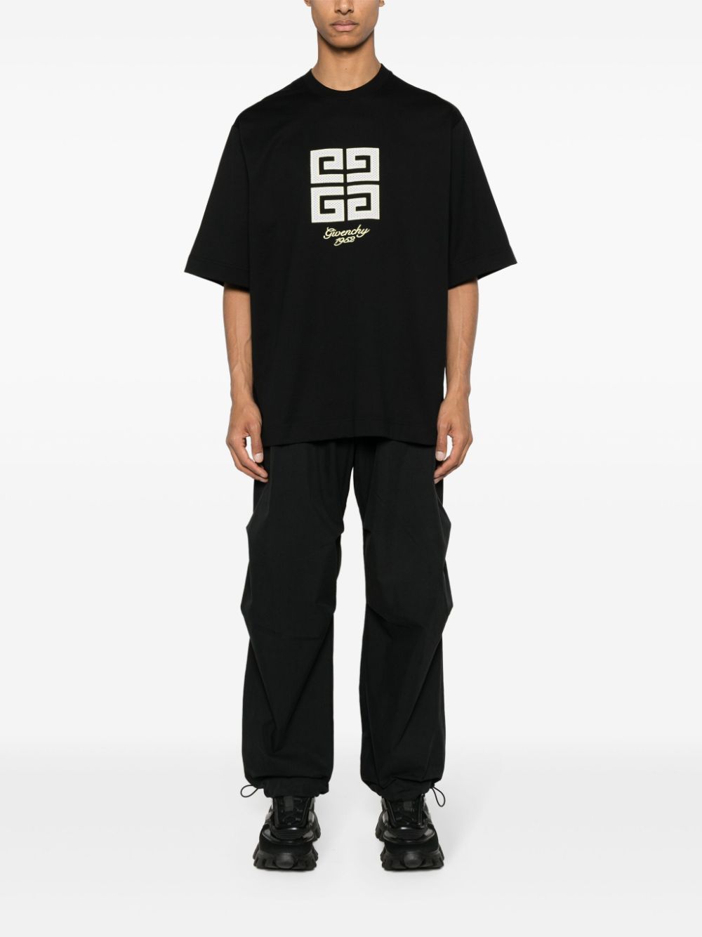 Shop Givenchy 4g-motif Cotton T-shirt In Black
