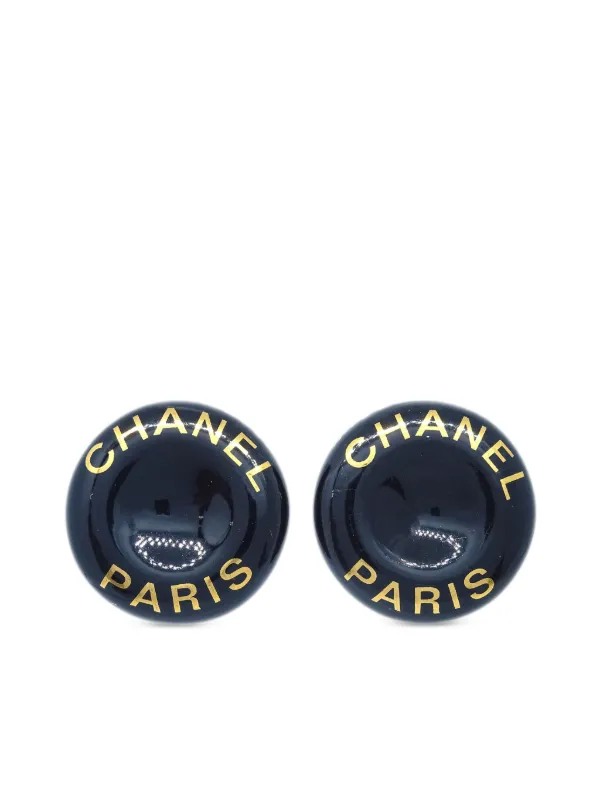 Chanel Pre-owned 1997 Logo-print Button Clip-on Earrings in Gold