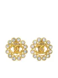 CHANEL Pre-Owned 1994 CC rhinestone-embellished clip-on earrings - Gold