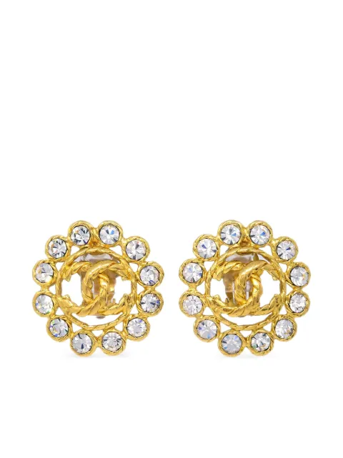 CHANEL Pre-Owned 1994 CC rhinestone-embellished clip-on earrings