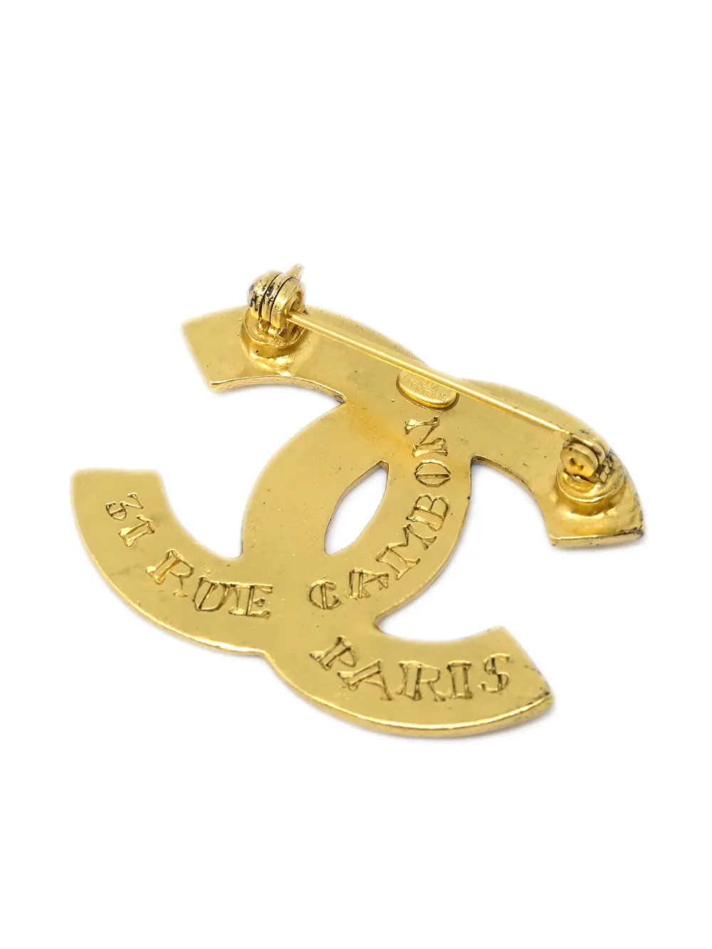 Pre-owned Chanel 1999 Cc Brooch Corsage Pin In Gold