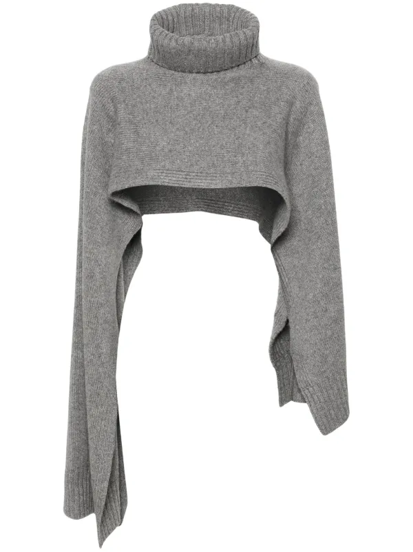 Jil Sander roll-neck Knitted Scarf Grey FARFETCH IN