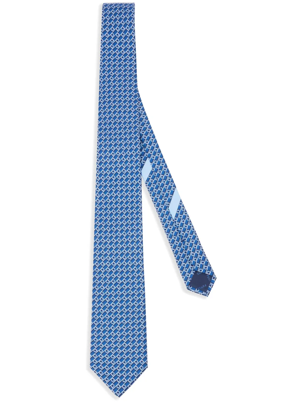 Ferragamo Zijden stropdas met Gancini-print | Blauw | Image 1