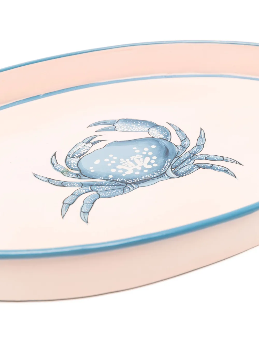 Shop Les-ottomans Crab Hand-painted Tray (32cm X 20cm) In Pink