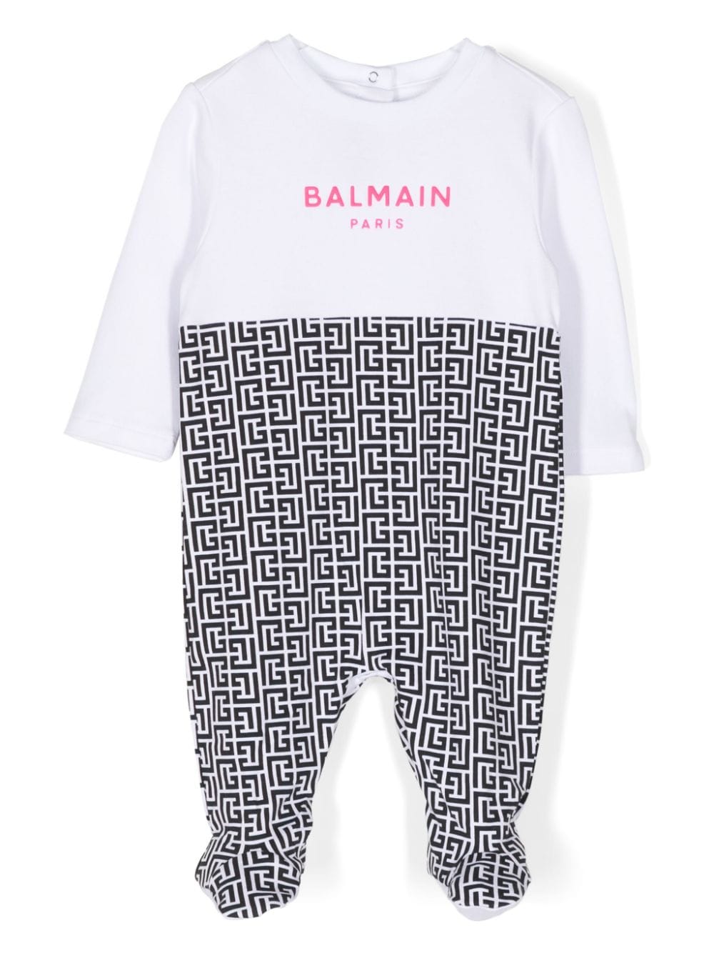 Balmain Kids Katoenen pyjama en romper met monogram-print Zwart