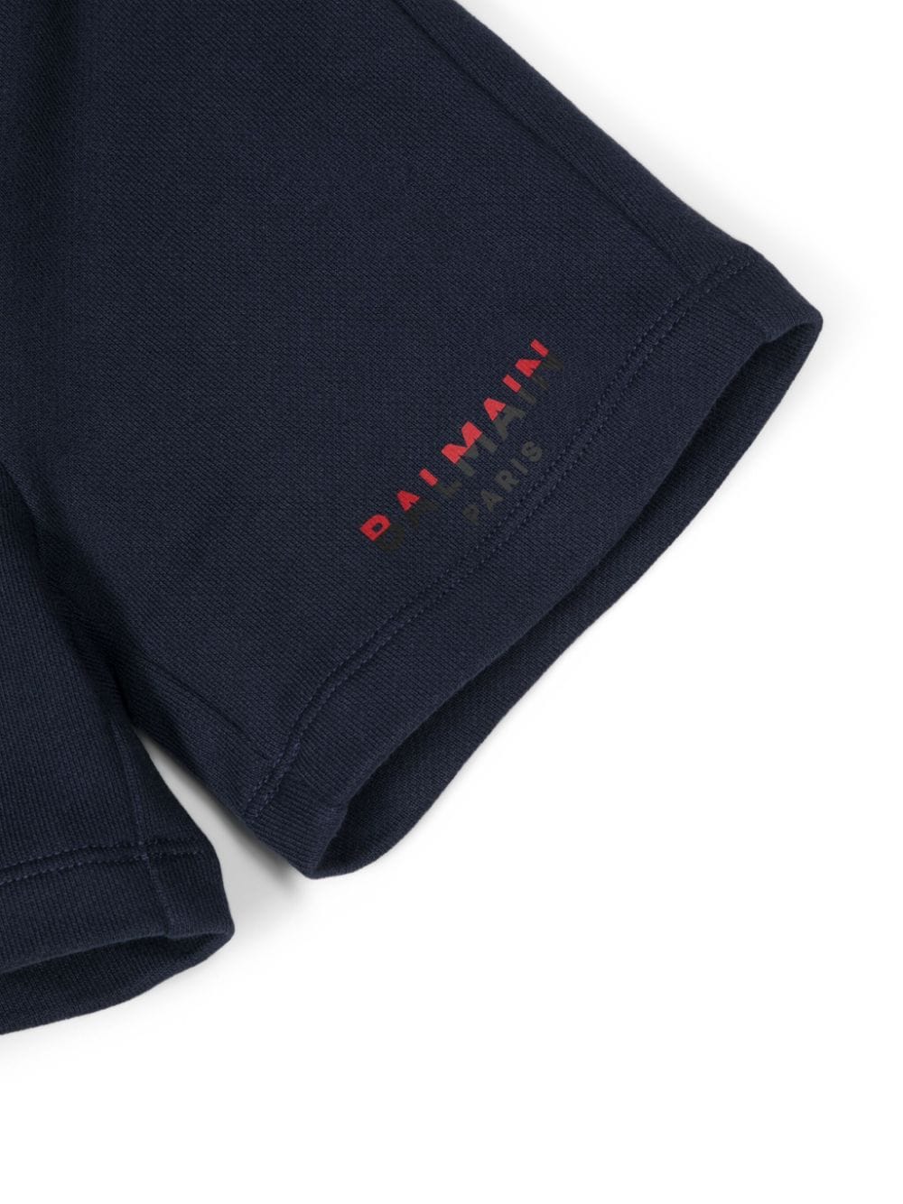 Shop Balmain Logo-print Cotton Shorts In Blue