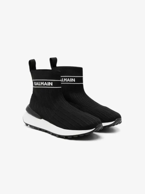 Balmain Kids logo-intarsia sock sneakers