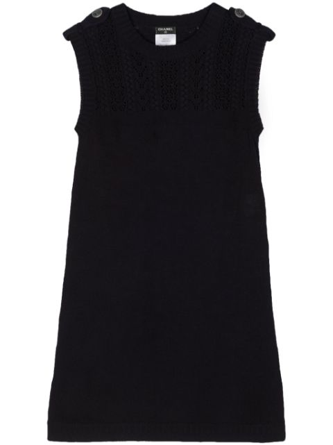 HOT SALE CHANEL 2000s sleeveless tweed minidress Women