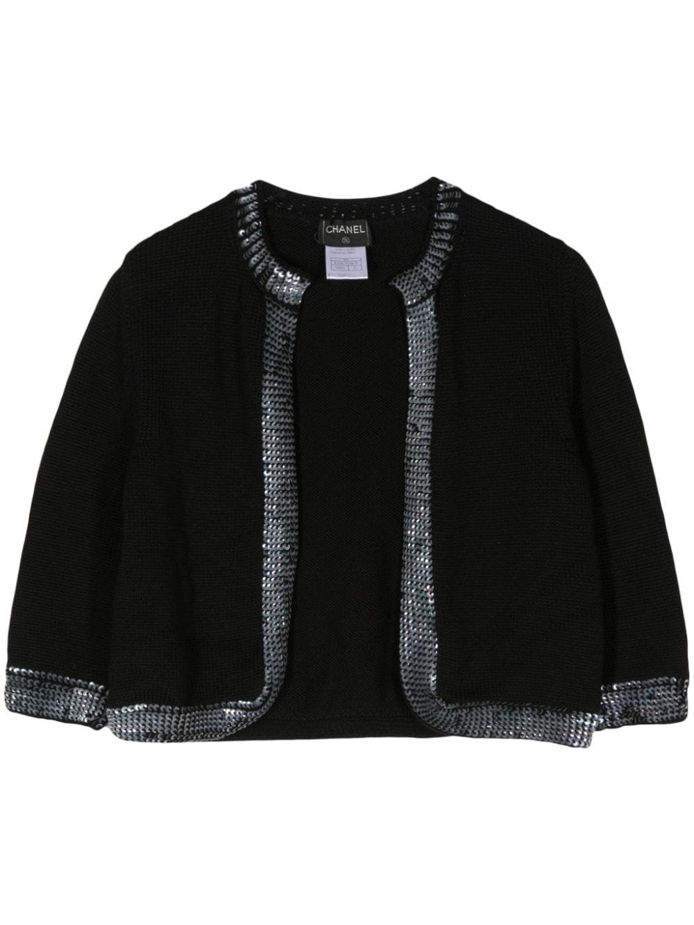 Pre-owned Chanel 1999 Sequin-embellished Cropped Cardigan In Black