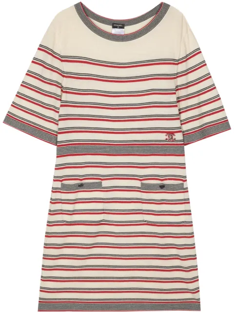 CHANEL 2000s CC striped dress Women