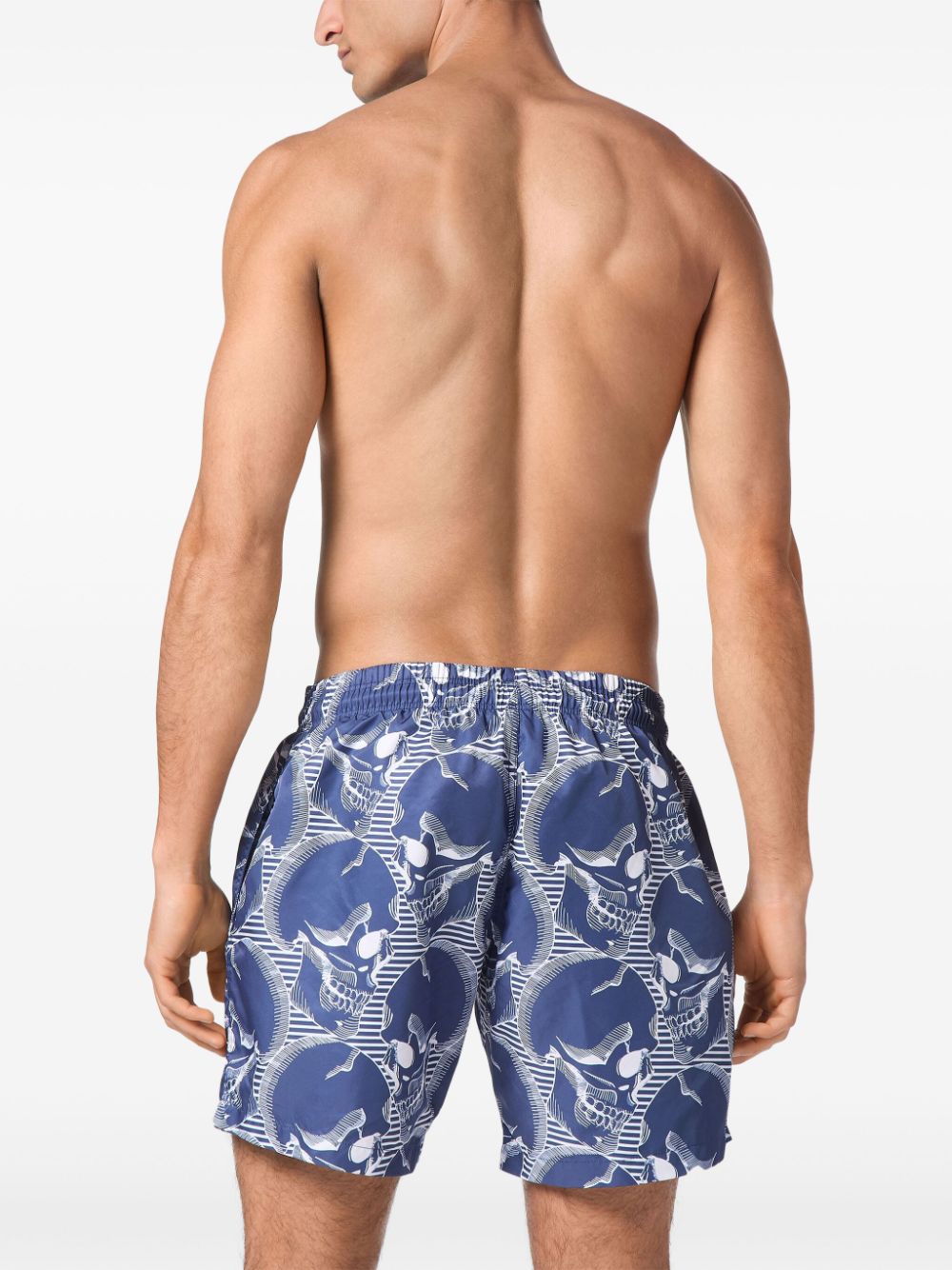 Shop Philipp Plein Skull-print Swim Shorts In 14 Dark Blue