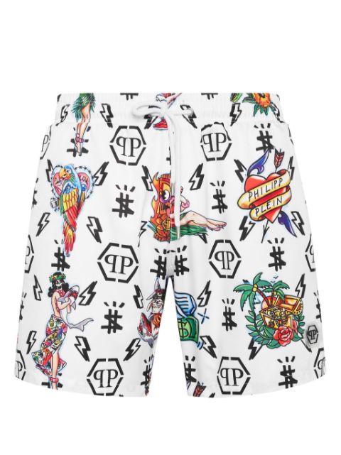 Philipp Plein graphic-print swim shorts Men