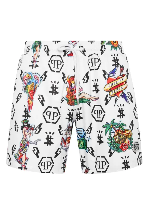 Short de bain à imprimé graphique - Philipp Plein - Modalova