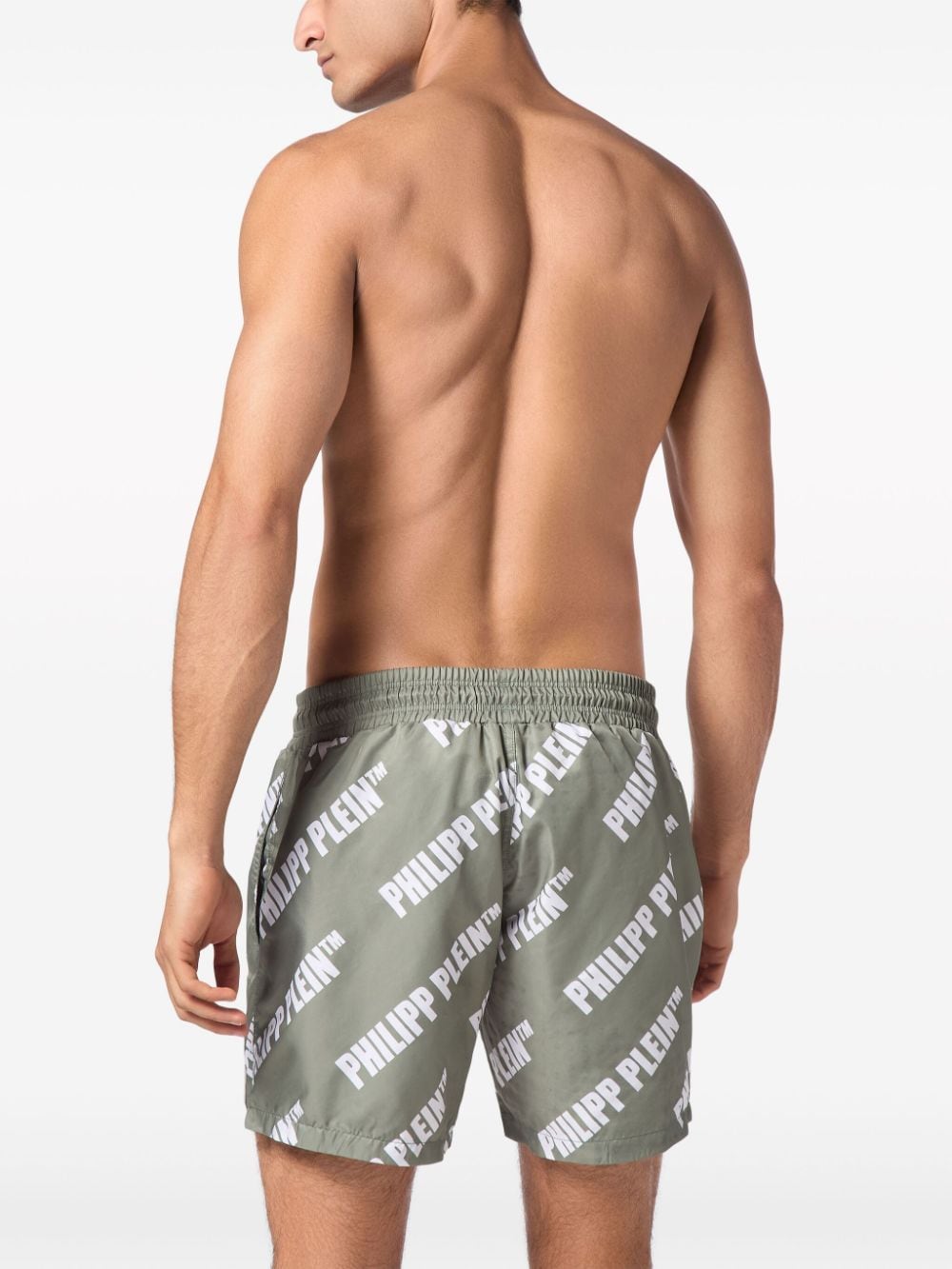 Shop Philipp Plein Logo-print Swim Shorts In Green