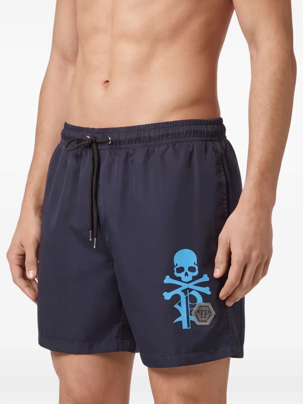Philipp Plein Zwembroek met logoprint Blauw