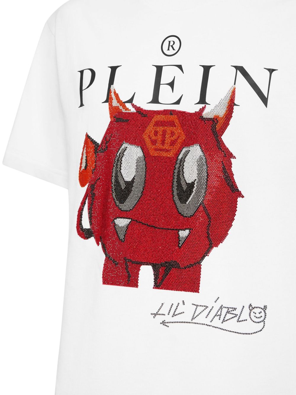 Shop Philipp Plein Ss Crystal Monster T-shirt In "01 White"