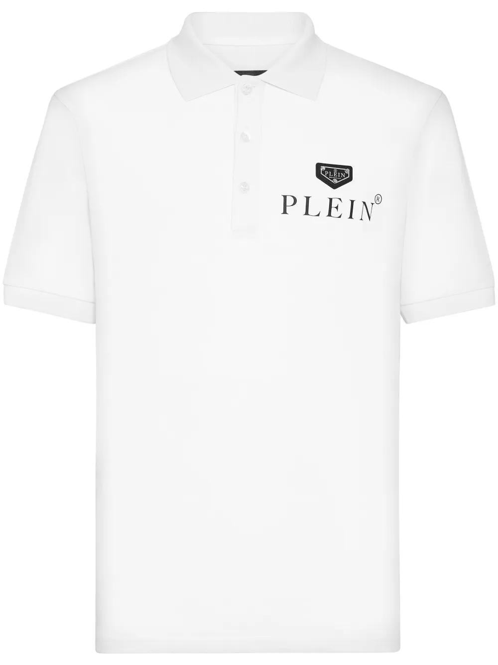 Shop Philipp Plein Logo-print Cotton Polo Shirt In White