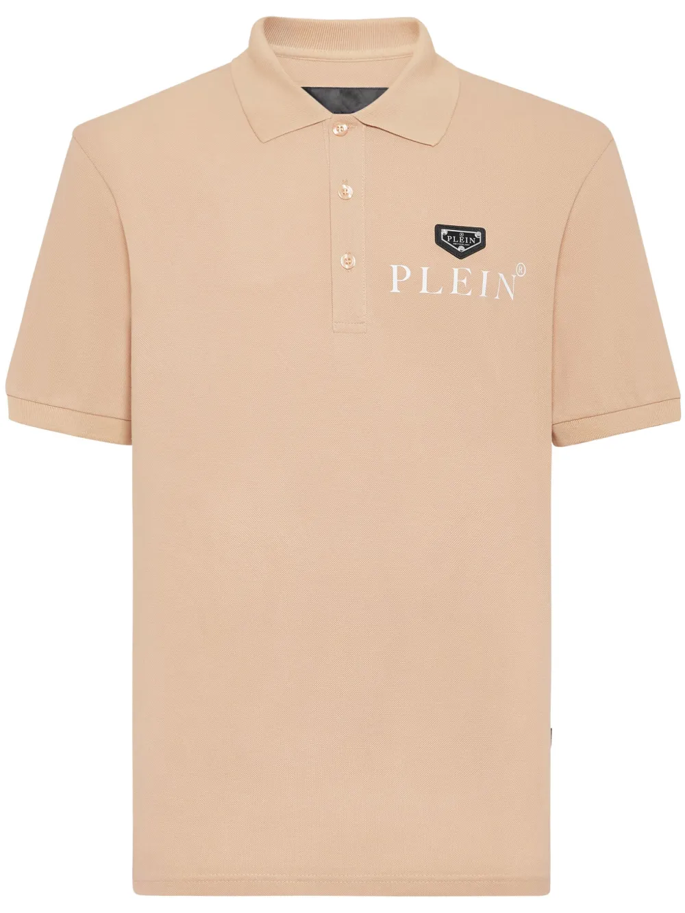 Shop Philipp Plein Logo-print Cotton Polo Shirt In Neutrals