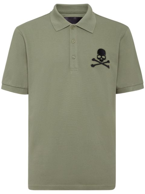 Philipp Plein Skull & Bones embroidered cotton polo shirt Men