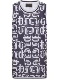 Philipp Plein all-over logo-print tank top - Blue