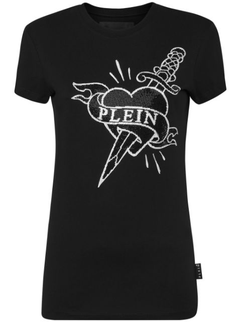 Philipp Plein logo-crystal cotton T-shirt Women