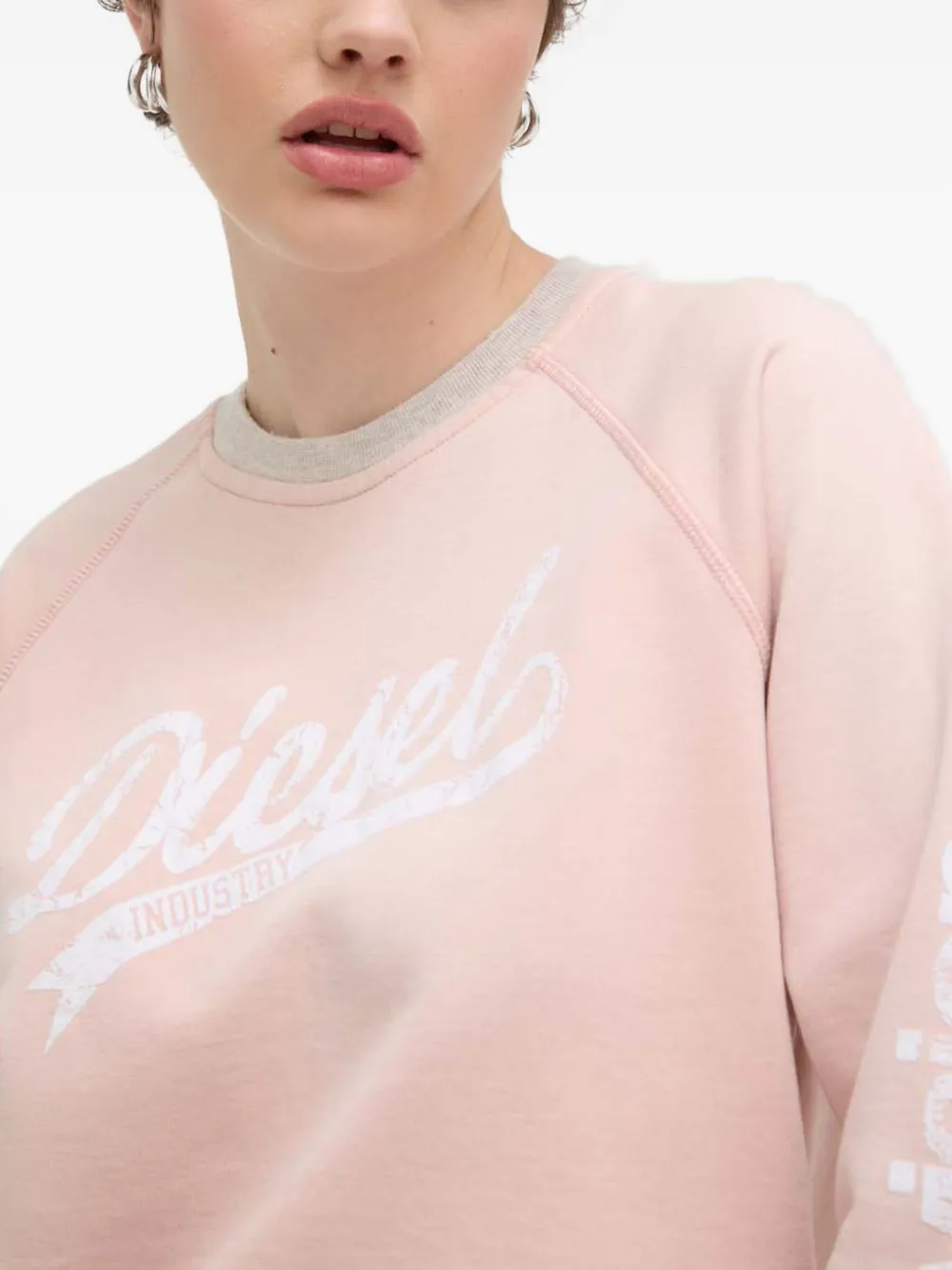 Diesel Sweater met logo en ronde hals Roze