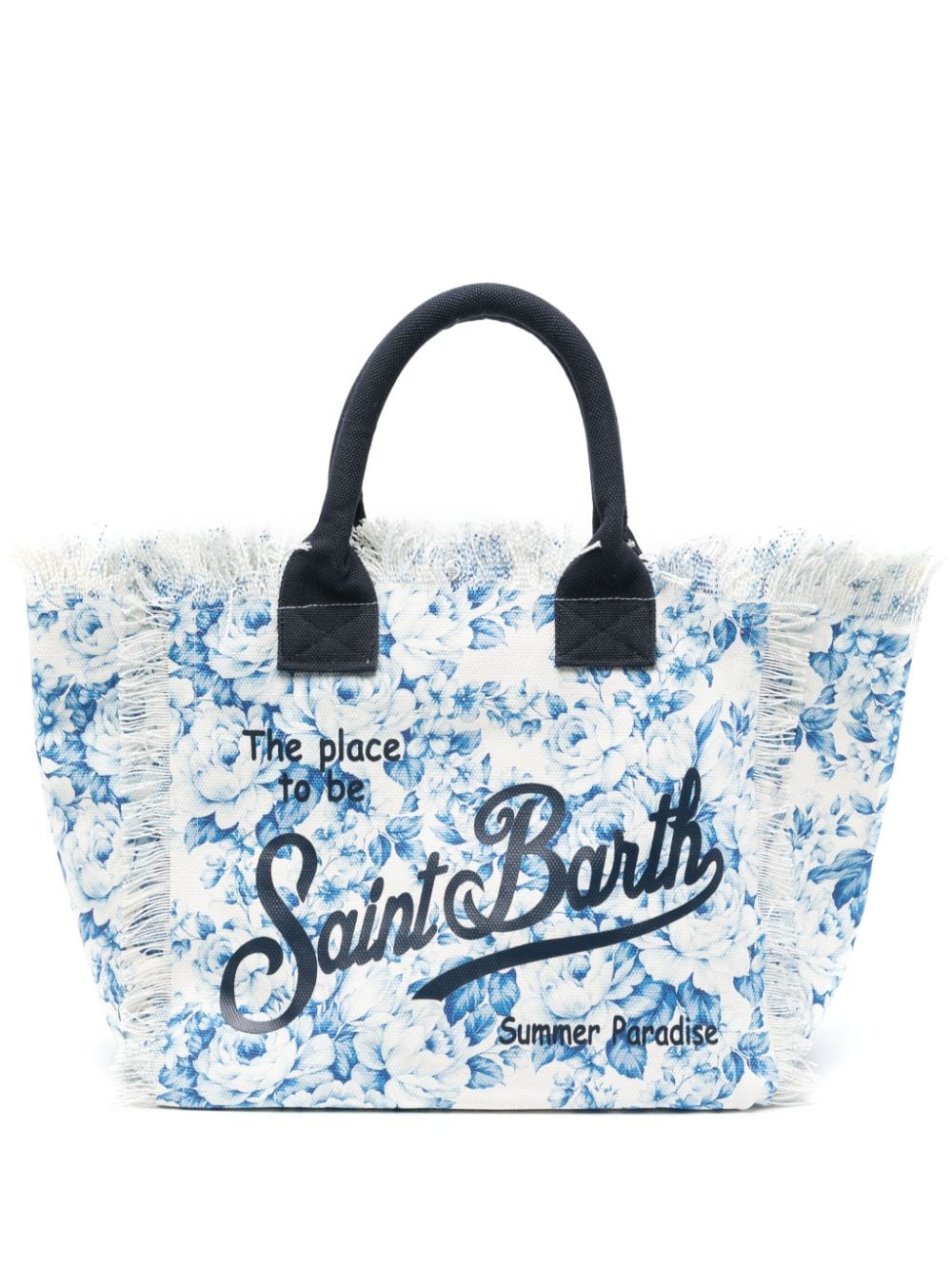 Mc2 Saint Barth Vanity Floral-print Beach Bag In White