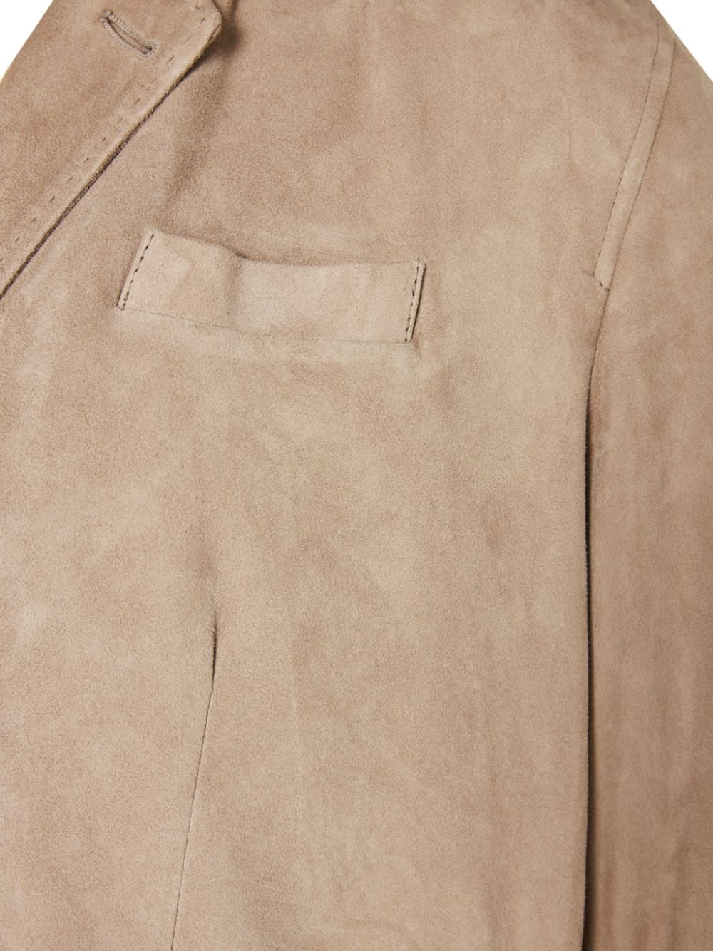 Shop Barba Notched-lapels Suede Blazer In Neutrals