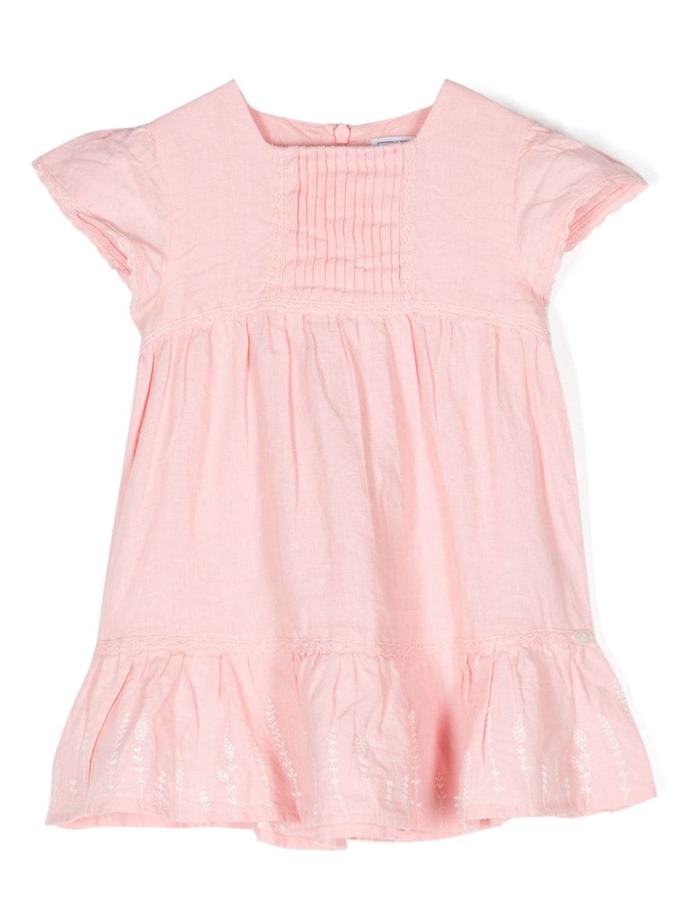 Tartine Et Chocolat Babies' Embroidered-motif Linen Dress In Pink