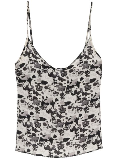 HOT SALE CHANEL 2005 floral-print satin top Women