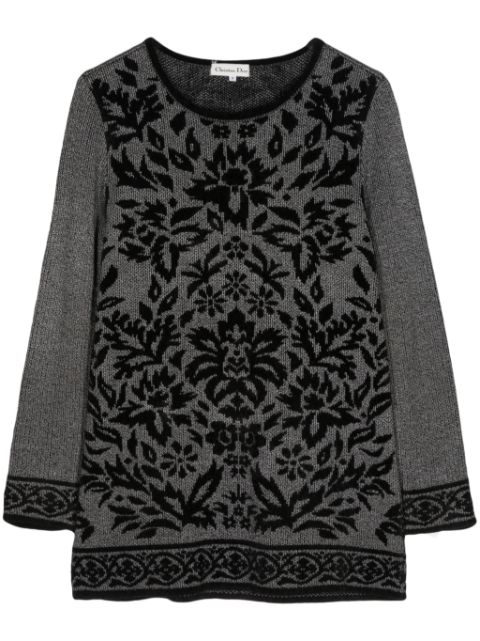 Christian Dior floral-jacquard round-neck jumper Women