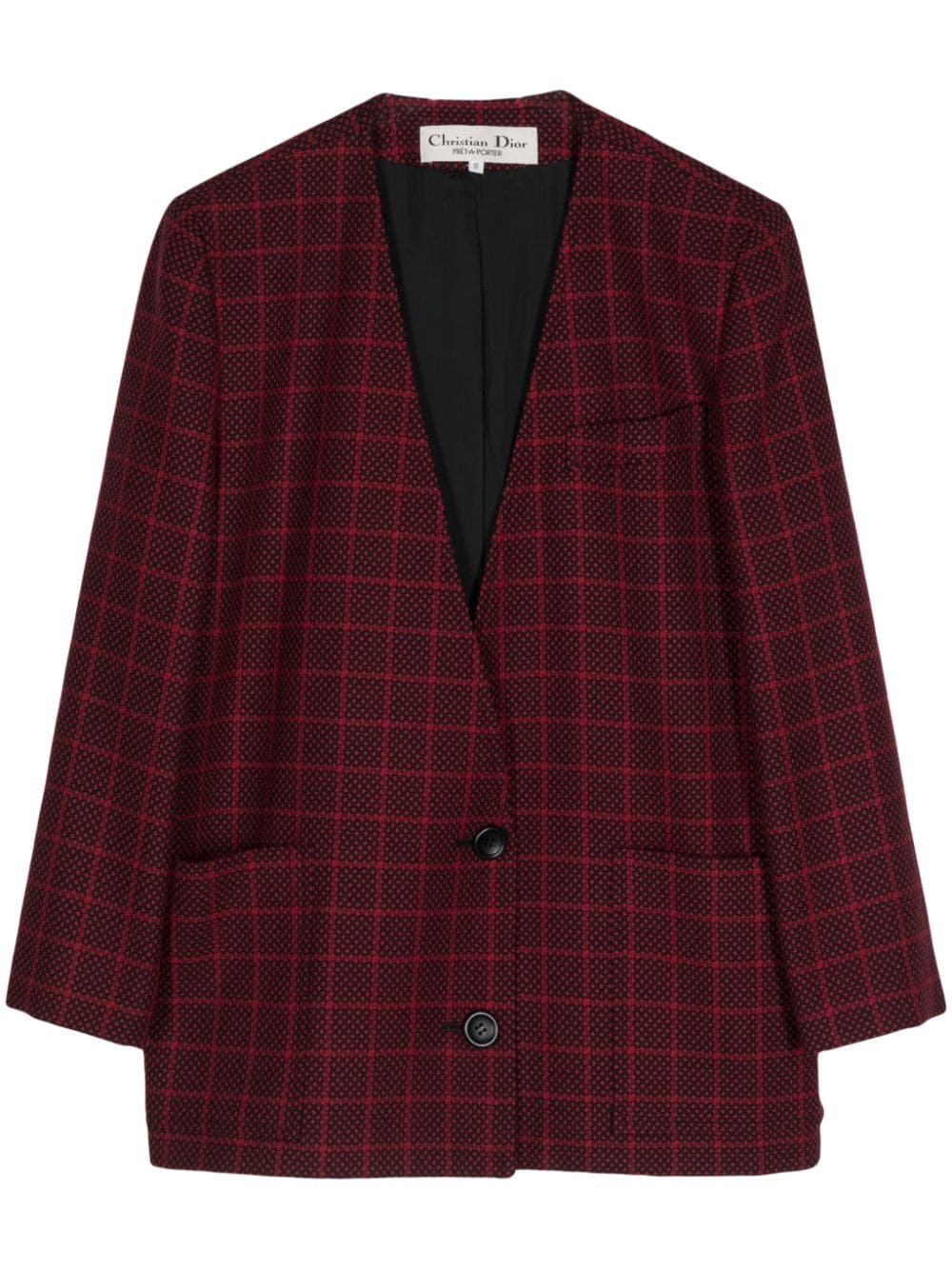 Pre-owned Dior Checked Single-breasted Blazer In Red