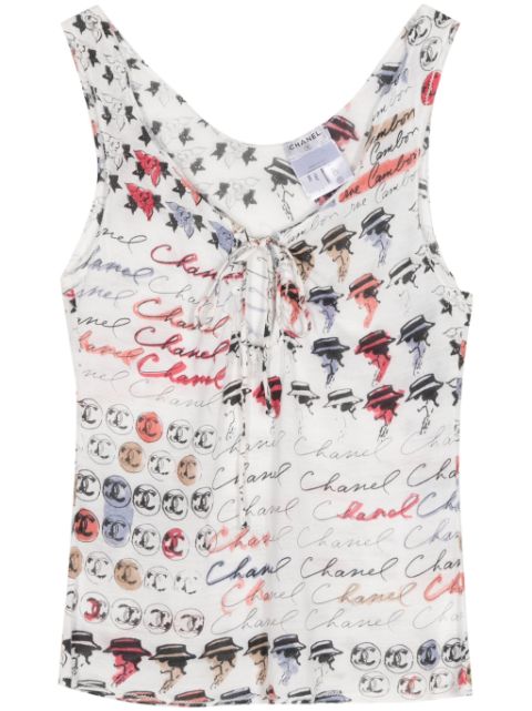 HOT SALE CHANEL 2006 logo-print tank top Women