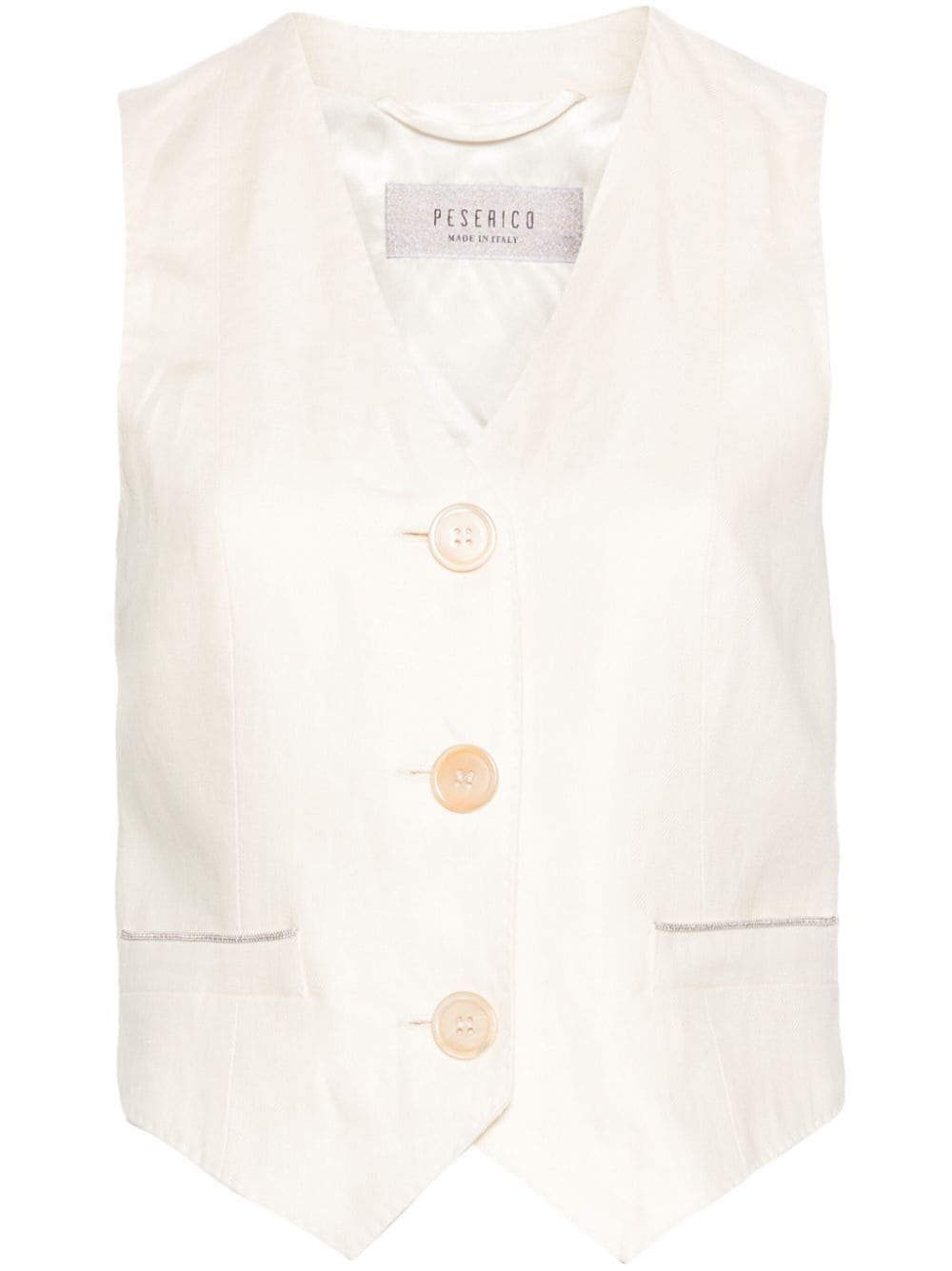 Peserico Bead-embellished Linen Waistcoat In Neutrals