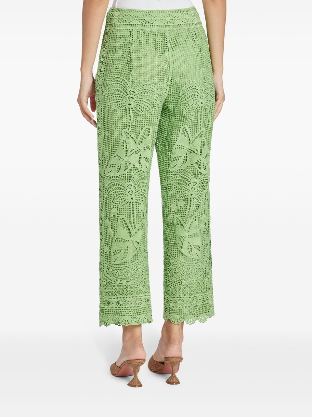 Shop Farm Rio Guipire Embroidered Trousers In Green