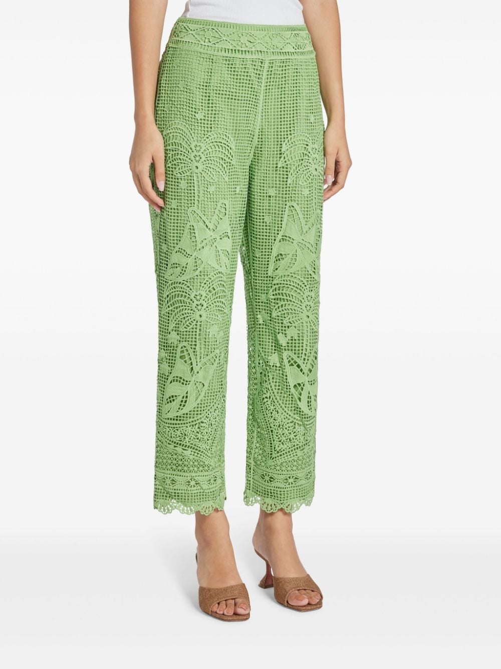 Shop Farm Rio Guipire Embroidered Trousers In Green