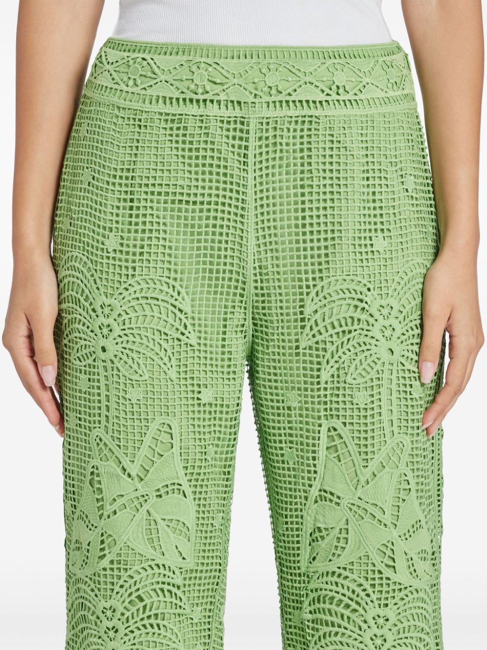 Shop Farm Rio Guipire Embroidered Trousers In Green