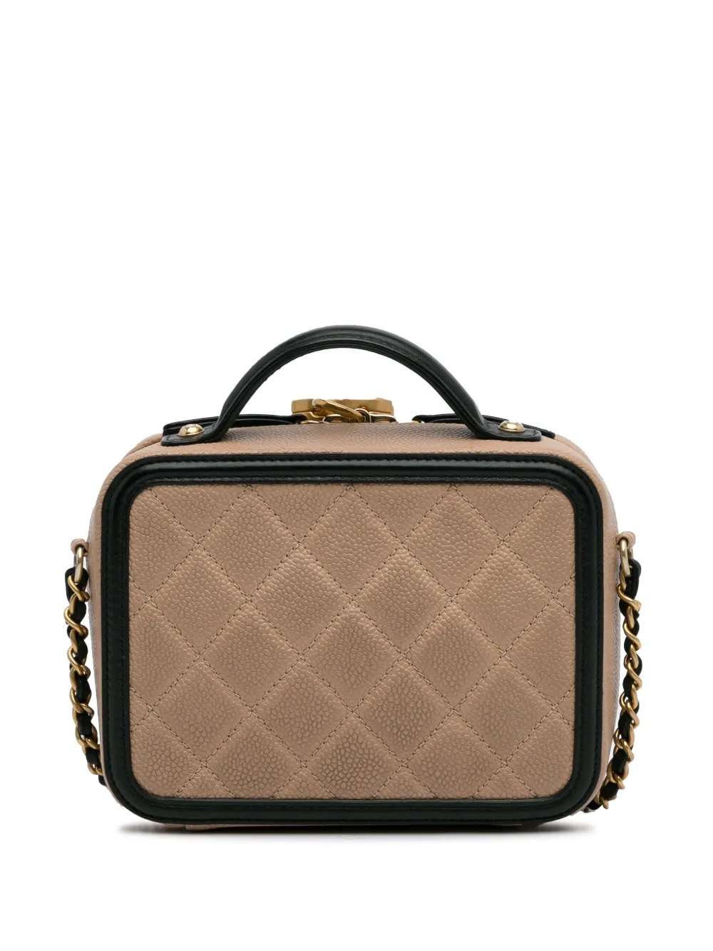 CHANEL Pre-Owned 2016 Small Caviar CC Filigree Vanity Case satchel - Bruin