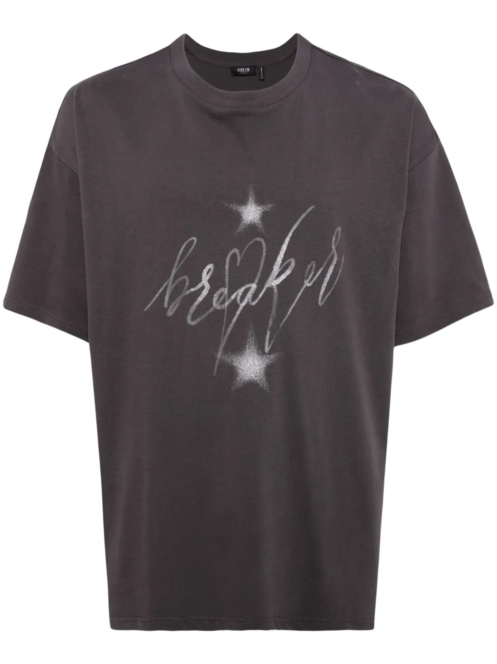 Five Cm Glitter-star Cotton T-shirt In Grey