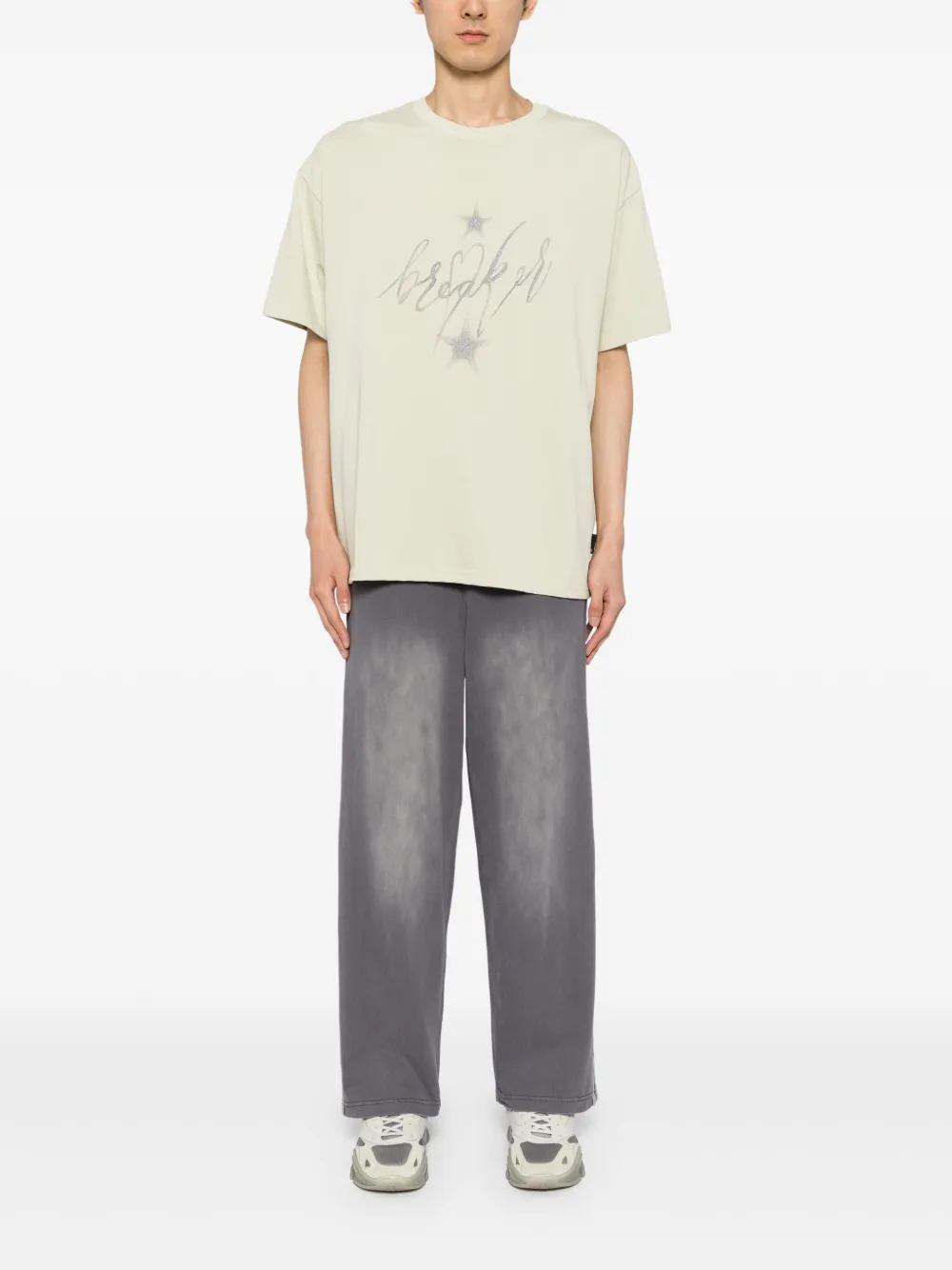 FIVE CM glitter-detailing graphic-print T-shirt - Groen