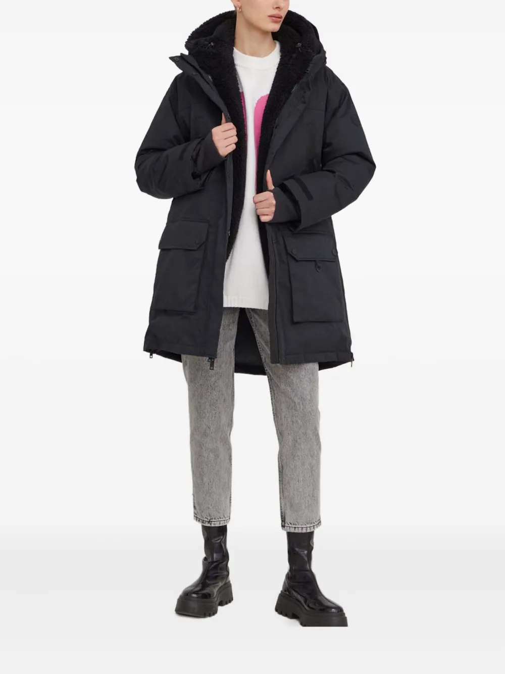 UGG hooded pocket coat - Zwart