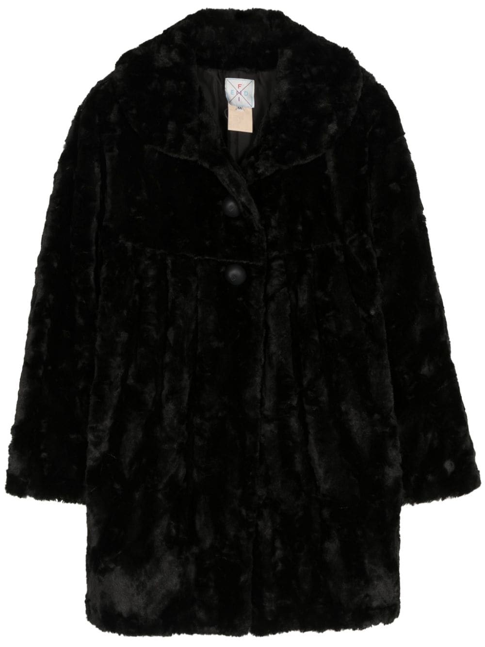 Pre-owned Fendi Faux-fur Single-breasted Coat In Black