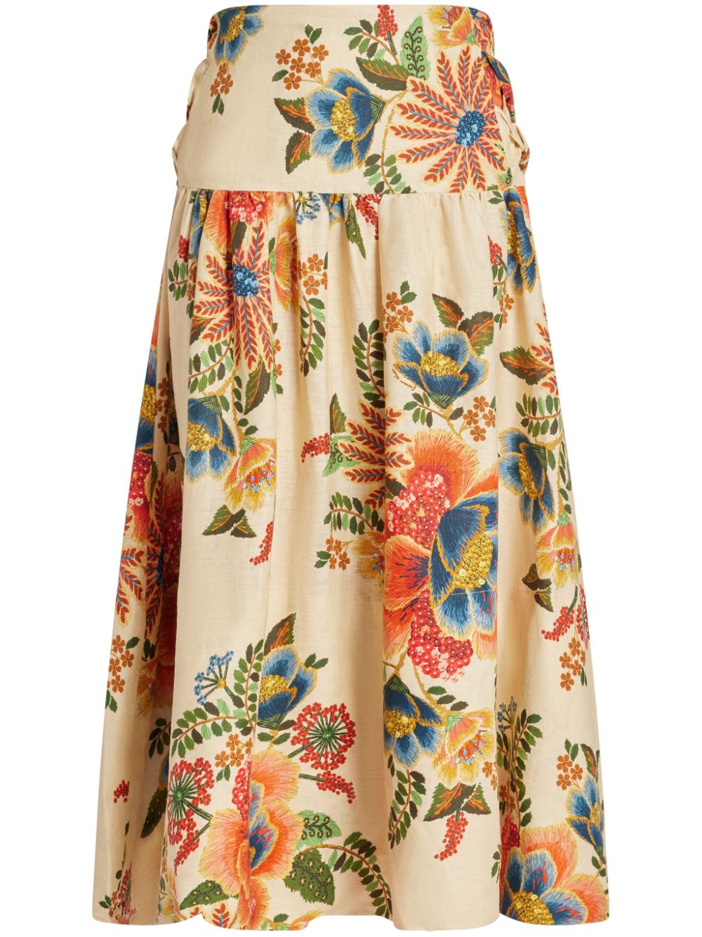 Garden print midi-skirt