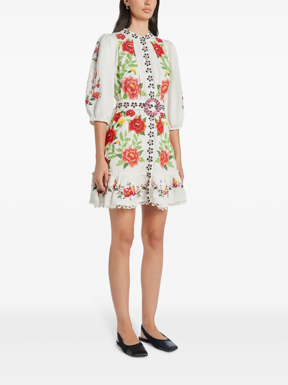 Shop Farm Rio Embroidered-design Poplin Dress In White