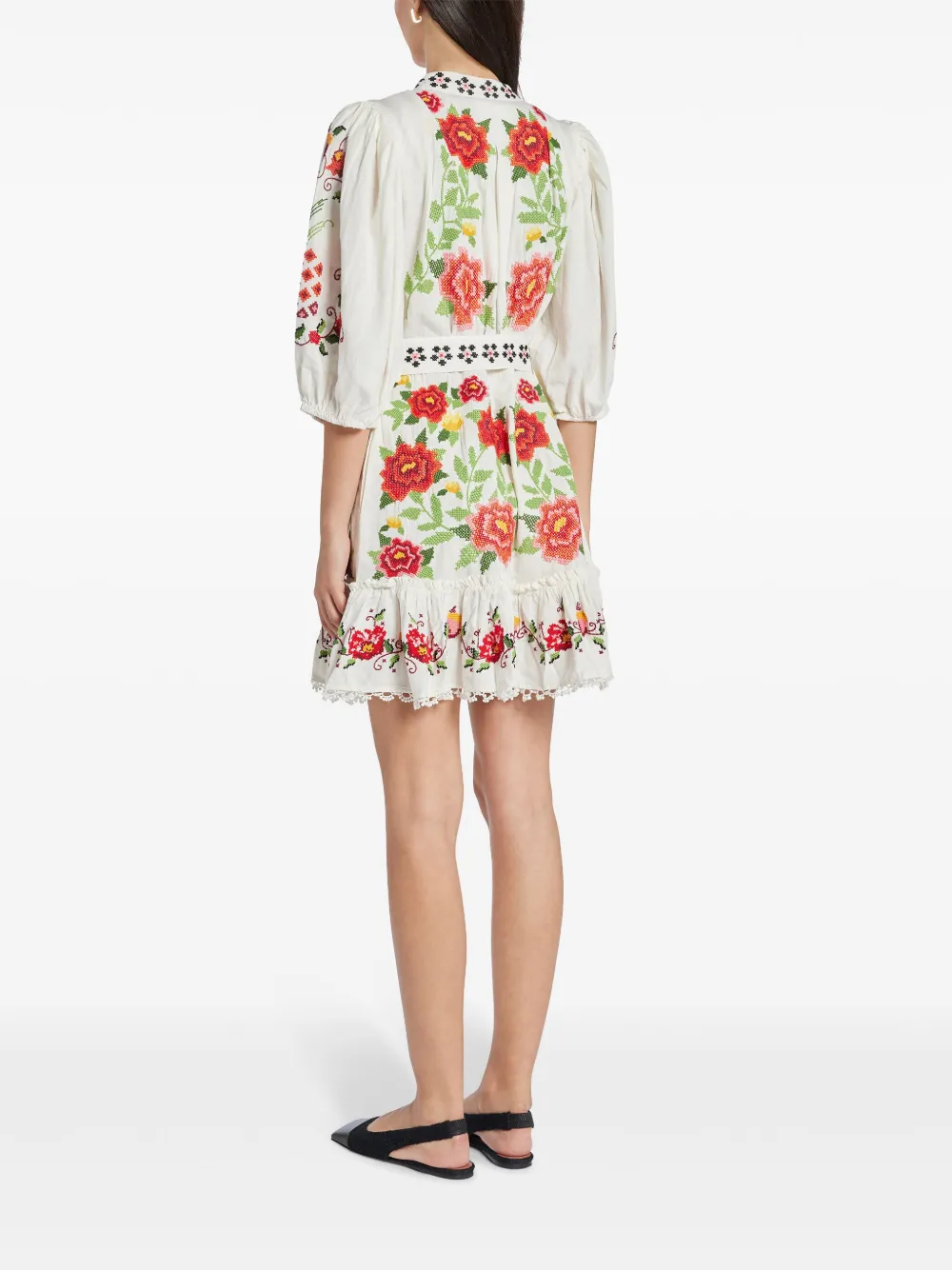 Shop Farm Rio Embroidered-design Poplin Dress In White