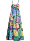 FARM Rio Tropical Scenario cotton maxi dress - Blue