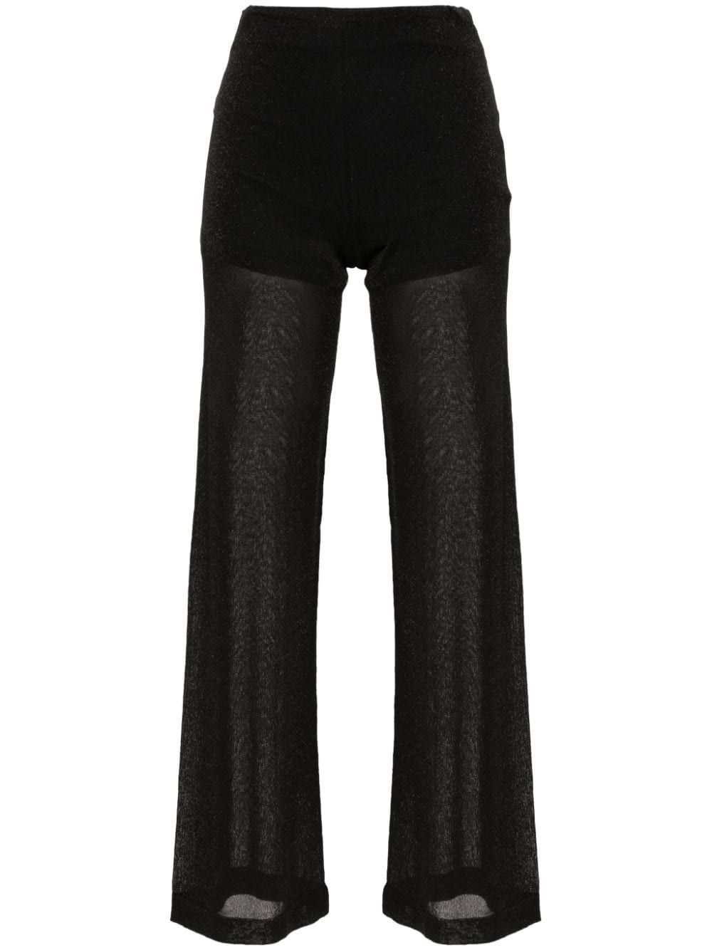 Peserico Semi-sheer Panels Straight-leg Trousers In Black